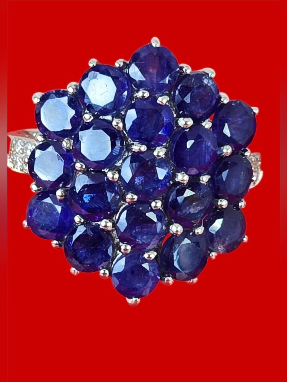 925 Sterling Silver Ring Sz 9 with Natural Sapphire